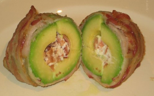 The Baconcado An avocado filled with goat cheese and wrapped in bacon. (Submitted by Phil Marks via baconjew)